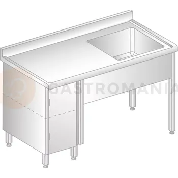 Nerezový dřez Stůl přístěnný z nerezové oceli s dřezem, skříňkou, zadní lištou a okapovou lištou 1400x600x850 mm | DORA METAL, DM-S-3011