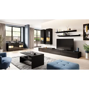 Obývací stěna Obývací sestava ATHENS Černý supermat