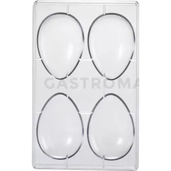 Čokoládová tyčinka Polykarbonátová forma na polovinu čokoládového vejce - 4 ks x 70g, 72x105 mm - 20U105N | MARTELLATO, Half Egg Moulds