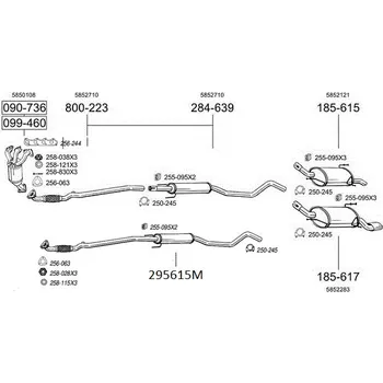 Zadní díl výfuku zadní tlumič výfuku Polmostrow 185615P, náhrada za Bosal 185-615