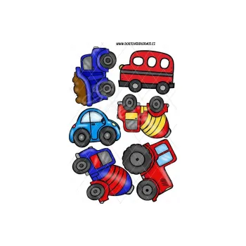 Jedlá dekorace na dort DĚTSKÉ STROJE, VARIANTA Fondánový list 1721