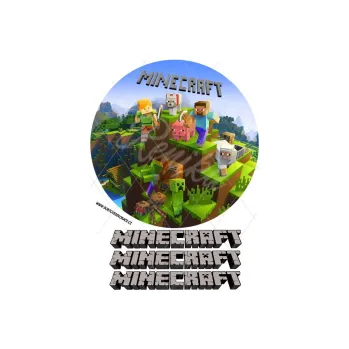 Jedlá dekorace na dort MINECRAFT nápisy, VARIANTA Jedlý papír 1083
