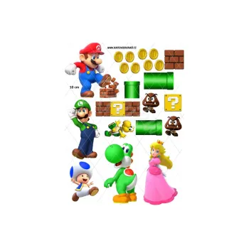 Jedlá dekorace na dort MÁRIO postavy, VARIANTA Jedlý papír 801