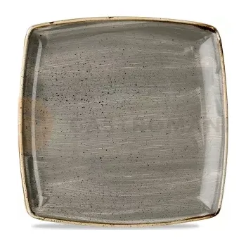 Talíř Hranatý talíř šedý, ručně zdobený 26,8 x 26,8 cm | CHURCHILL, Stonecast Peppercorn Grey