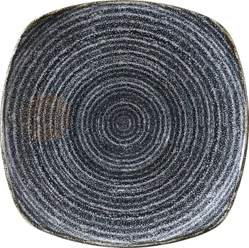 Talíř Porcelánový hranatý talíř, grafitový 25,5 x 25,5 cm | CHURCHILL, Homespun Style Charcoal Black