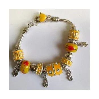 Náramek Elegantní náramek s korálky - žlutý