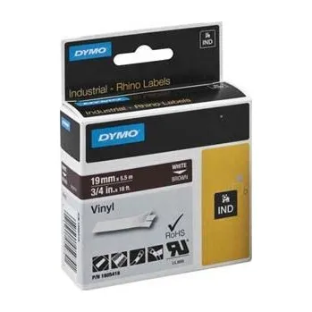 Pásek do tiskárny Dymo, originální páska do tiskárny štítků, 1805418, bílý tisk/hnědý podklad, 5,5m, 19mm, RHINO vinylová profi D1