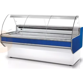 Chladící pult s ohýbaným tvrzeným sklem a pultem z nerezové oceli 1520x1070x1220 mm | RAPA, L-B1