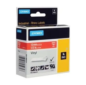Pásek do tiskárny Dymo, originální páska do tiskárny štítků, 1805416, bílý tisk/červený podklad, 5.5m, 12mm, RHINO vinylová profi D1