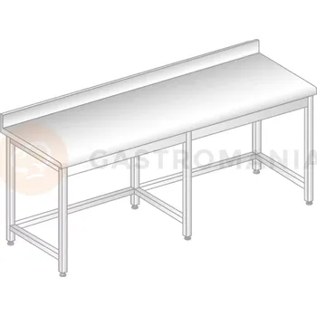 Počítačový stůl Stůl přístěnný z nerezové oceli se zadní lištou a okapovou lištou 2100x600x850 mm | DORA METAL, DM-S-3102