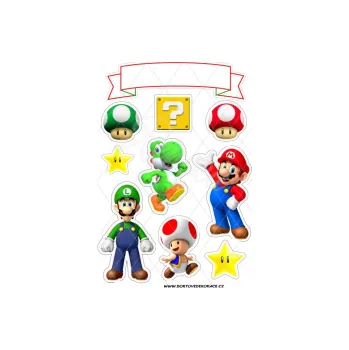 Jedlá dekorace na dort MÁRIO postavy 2, VARIANTA Jedlý papír 815