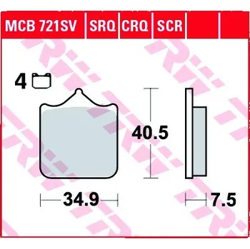Brzda pro motocykl Přední brzdové destičky TRW / Lucas Derbi 659 Mulhacen 2006 - 2008 směs SV