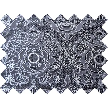 HEDVA ČESKÝ BROKÁT Vzorek brokátu 5x10cm 51056 PĚTILISTÁ RŮŽE S KORUNKOU černá | 69