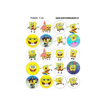 Jedlá dekorace na dort SPONGEBOB kolečka, VARIANTA Jedlý papír 965
