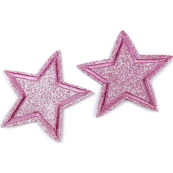 Textilní nažehlovací páska Pro Háčkování Nažehlovačka Hvězdička růžová, 2 ks