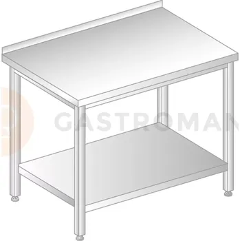 Počítačový stůl Stůl přístěnný s policí z nerezové oceli 1500x600x850 mm | DORA METAL, DM-3103