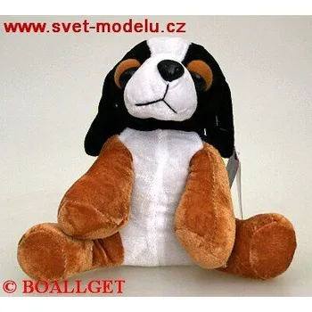 plyšák AXIOM PES SEDÍCÍ ČERNO-BÍLÝ-SVĚTLE HNĚDÝ 499316