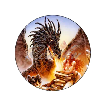 Jedlá dekorace na dort DRAK A KNIHY, VARIANTA Jedlý papír 239