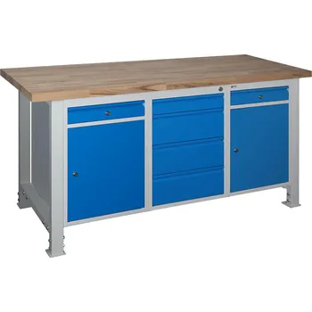 Dílenský stůl DÍLENSKÝ STŮL MASTER 1700 mm + zásuvkový kontejner + 2 skříňky se zásuvkou IG189