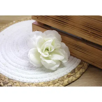 umělá květina Hlava květiny růže 10 cm - BÍLÁ