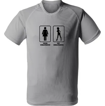 Pánské tričko Funkční tričko Your Girlfriend My Girlfriend - světle šedá