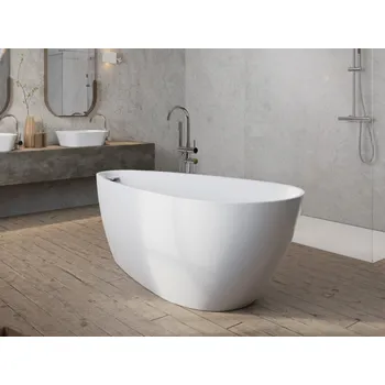 Vana BESCO - Volně stojící vana GOYA A-LINE bílá - Barva - Bílá, Barva sifonu - Zlatá, Rozměr vany - 160 x 73 VANGOYAA160Z