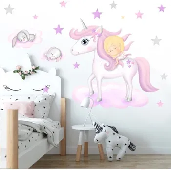 Samolepící dekorace Nálepky na zeď jednorožec a zajíčci| Plotbase s.r.o.