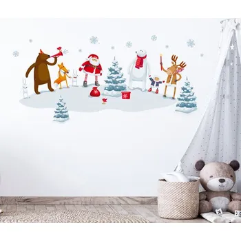 Samolepící dekorace Nálepky na zeď vánoce se Santou - Plotbase, s.r.o., 120x60cm