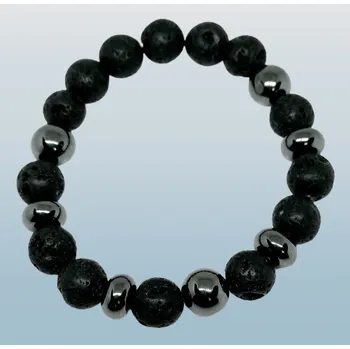 Náramek Pánský náramek z lávy a hematitu