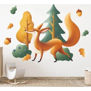 Samolepící dekorace Nálepky na zeď liška v lese - Plotbase, s.r.o., 120x100cm