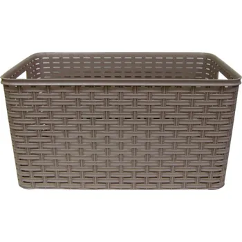 Úložný box MEGA PLAST Mega Plast, univerzální koš, polyratan, 19 x 29 x 39 cm, krémový