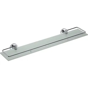 Policová skříň Sapho X-ROUND E polička skleněná s výklopnou hrazdou 600x130mm, mléčné sklo, chrom