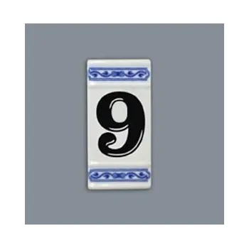 Český porcelán, a.s., Dubí Číslo na dům - rámeček na střed, číslo 9, 110 x 55 mm, cibulák, Český porcelán
