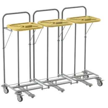 Odpadkový koš VK 80 - 3N vozík na třídění odpadu a prádla, nožní otevírání plast - VK - žlutý