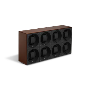 Natahovač hodinek SWISSKUBIK Multiple 8p SwissKubiK v hnědé kůži prošívanou bílou nití