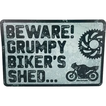 Plechová cedule OXFORD-ACI Plechová cedule Beware! Grumpy biker´s shed 30 x 20 cm
