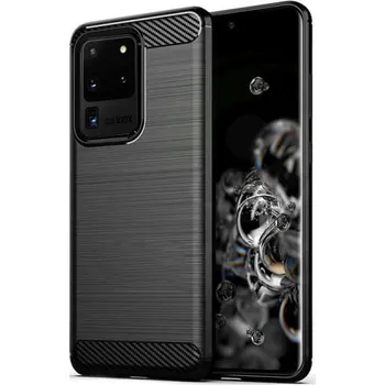 Pouzdro na mobilní telefon Ochranný silikonový obal karbon pro Samsung Galaxy S20 Ultra G988F - černý