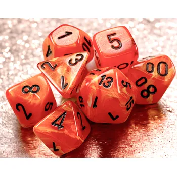 Příslušenství k deskovým hrám Chessex Sada 7 mini kostek Chessex - Polyhedral Vortex Orange/black - 20433