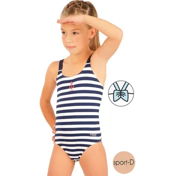 Dívčí plavky Litex 50504 vel.128 dívčí jednodílné plavky modrý proužek