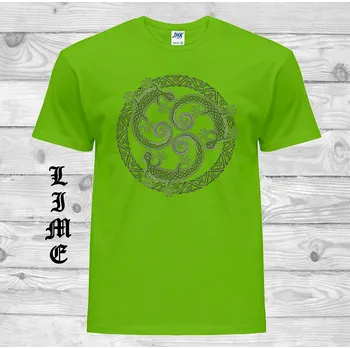 detske-levne-bavlnene-tricko-potisk-keltske-jesterky Barva: Lime - limetková, velikost: 152