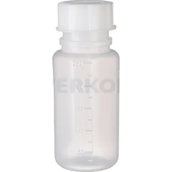 Láhev širokohrdlá s graduací a se šroubovým uzávěrem se závitem GL, PE, Objem [ml]: 100, Graduace [ml]: 20, GL [mm]: 32