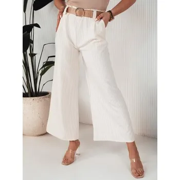 Dámské kalhoty s širokými nohavicemi ALZUR ecru