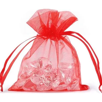 Svatební dekorace Dárkový pytlík, 9x11 cm organza, červený
