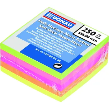 Samolepící bloček lepené bločky MINI neon 50x50mm, 250 lístků