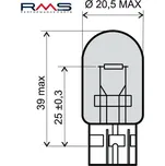 RMS Žárovka RMS 246510395 12V 21W, T20 oranžová