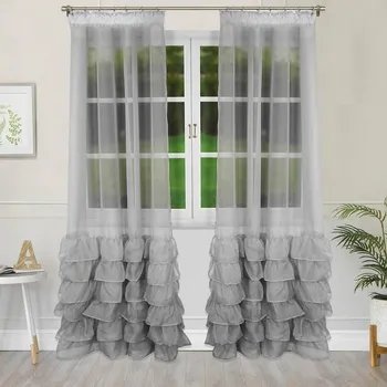 Sprchový závěs Bílý závěs s volánky voálová záclona Arturo barva světle šedá Taśma (ZFLA)