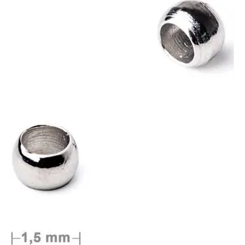 Dětské navlékací korálky Rokajlové korálky - Zamačkávací rokajl 1,5 mm v barvě platiny