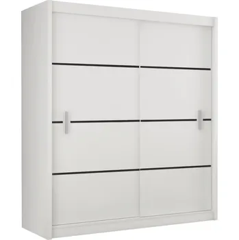Šatní skříň Tempo Kondela Skříň s posuvnými dveřmi, bílá/černá, MERINA 203