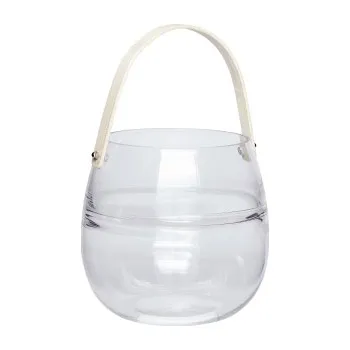 Lucerna Skleněná lucerna s bambusovým uchem střední