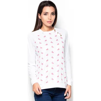 Dámská košile Dámská halenka K405 - Katrus bílá s potiskem S